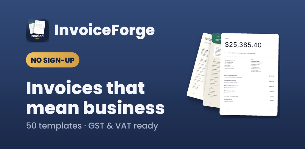 My Invoice and Bill Maker — Professional invoices in under a minute. No account, free.