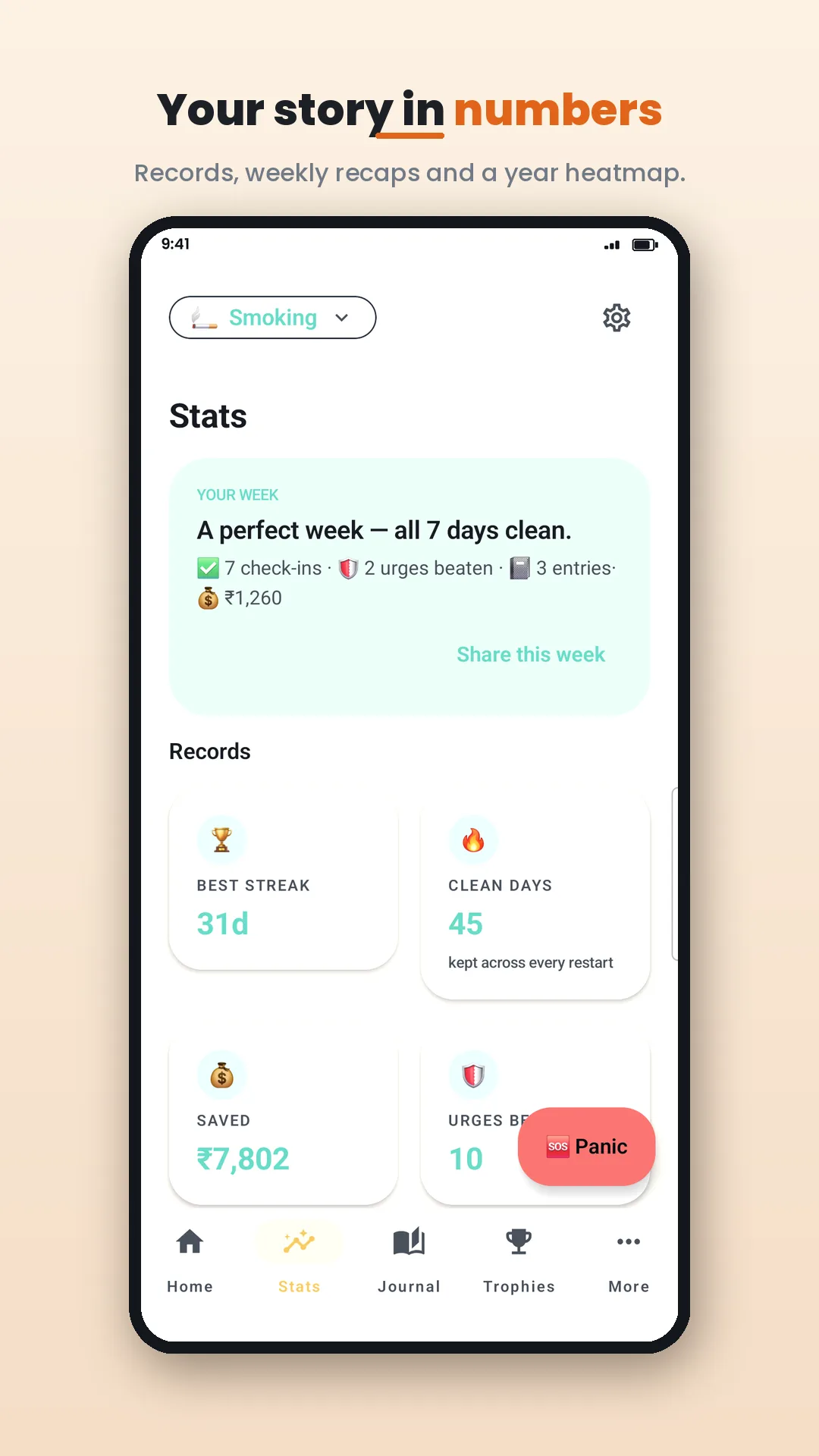QuitWin: Addiction Tracker Android app screenshot 6 of 8 — Quit anything. Win every day.