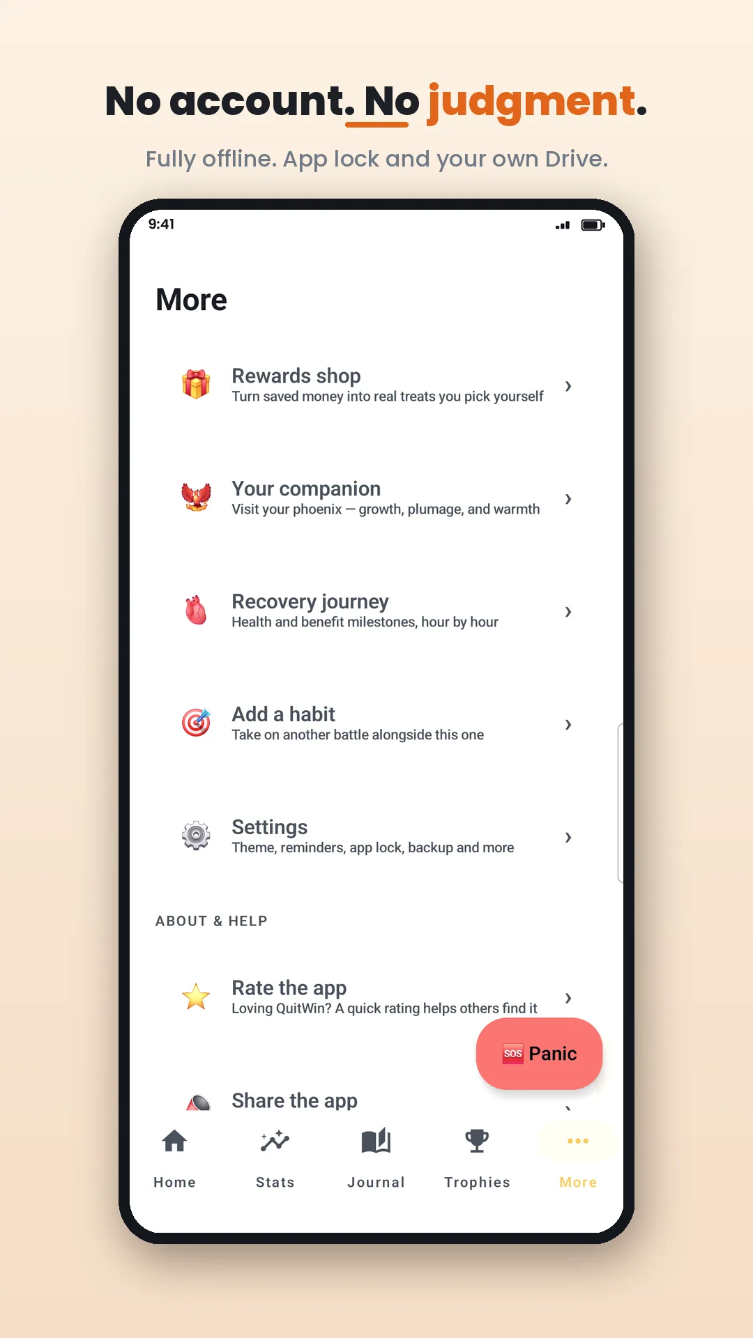QuitWin: Addiction Tracker Android app screenshot 8 of 8 — Quit anything. Win every day.